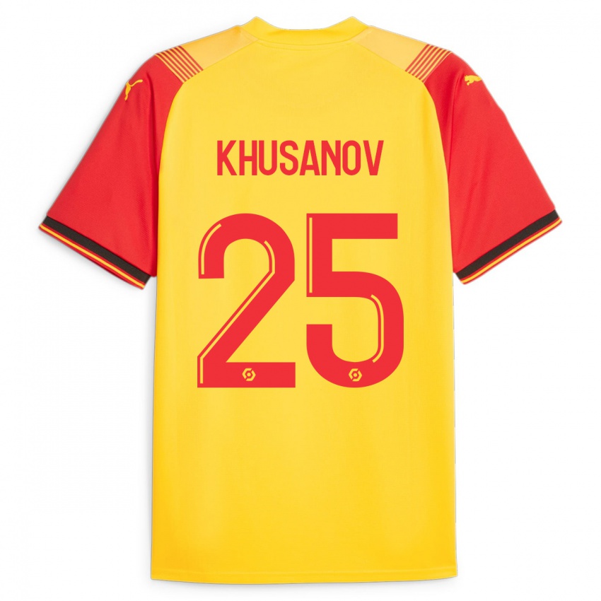 Kvinder Abdukodir Khusanov #25 Gul Hjemmebane Spillertrøjer 2023/24 Trøje T-Shirt