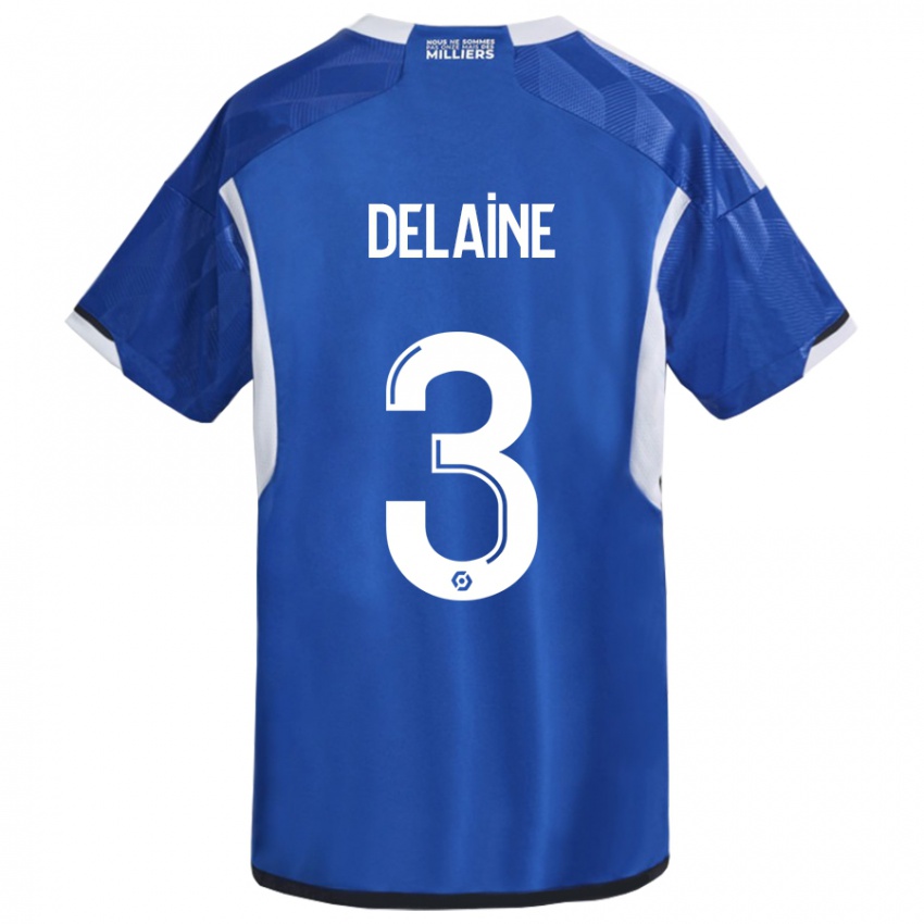 Kvinder Thomas Delaine #3 Blå Hjemmebane Spillertrøjer 2023/24 Trøje T-Shirt