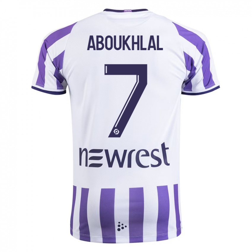 Kvinder Zakaria Aboukhlal #7 Hvid Hjemmebane Spillertrøjer 2023/24 Trøje T-Shirt