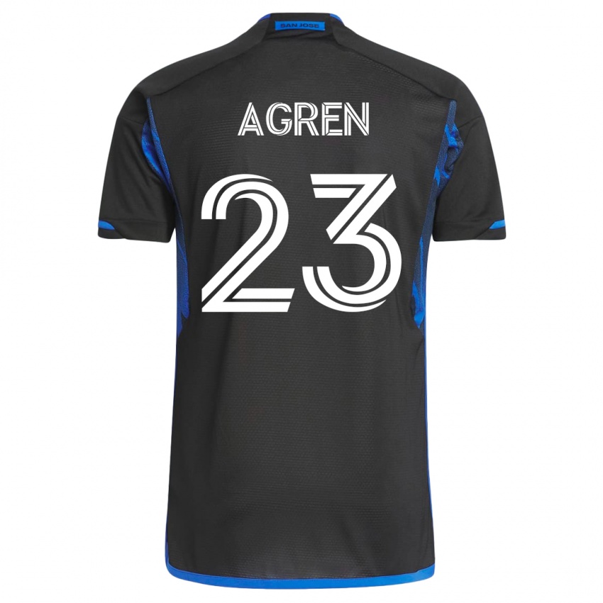 Kvinder Oskar Agren #23 Blå Sort Hjemmebane Spillertrøjer 2023/24 Trøje T-Shirt