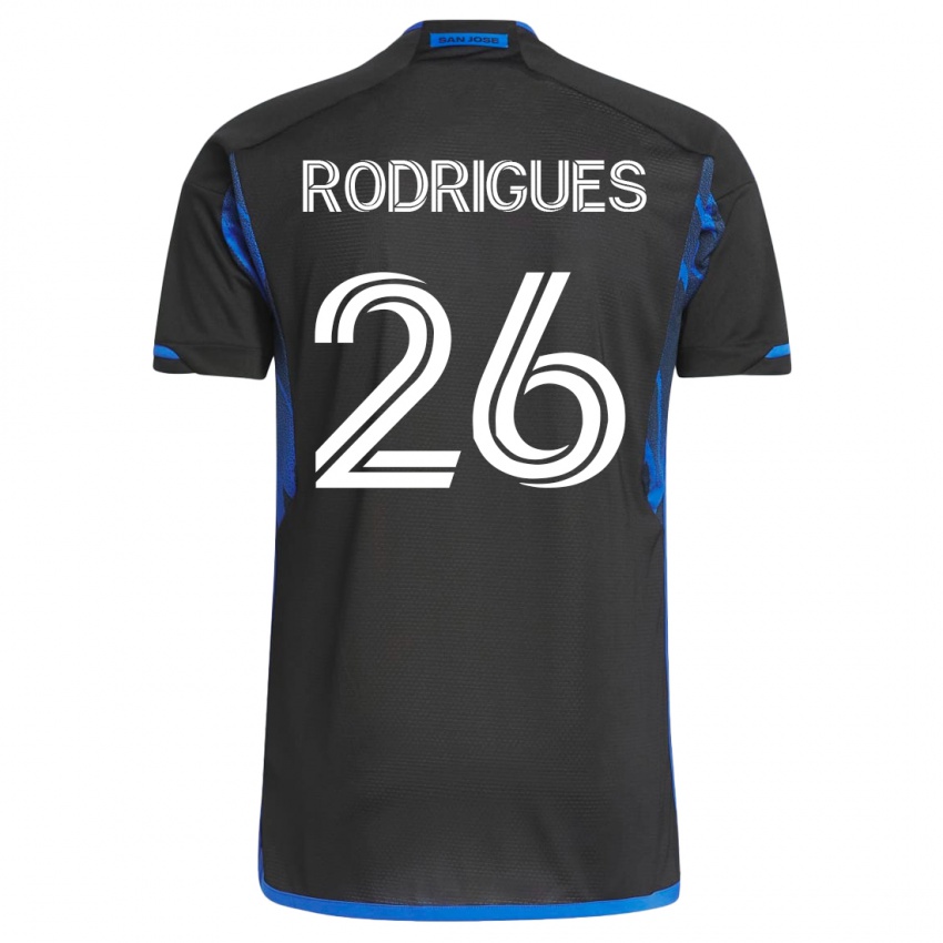 Kvinder Rodrigues #26 Blå Sort Hjemmebane Spillertrøjer 2023/24 Trøje T-Shirt
