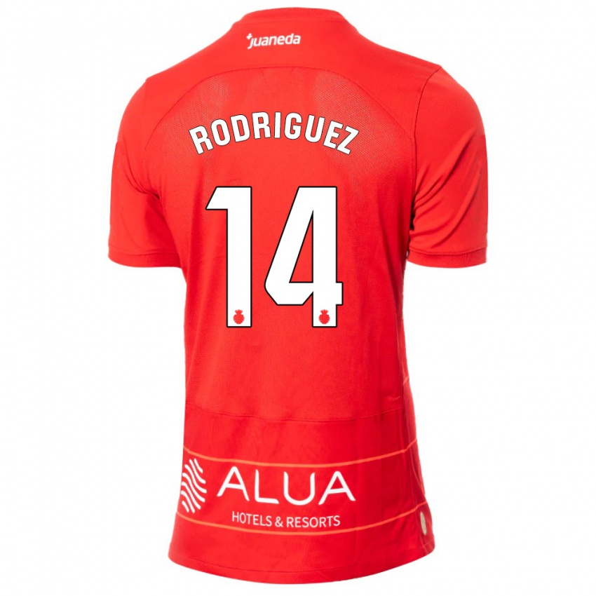 Kvinder Diego Rodríguez #14 Rød Hjemmebane Spillertrøjer 2023/24 Trøje T-Shirt