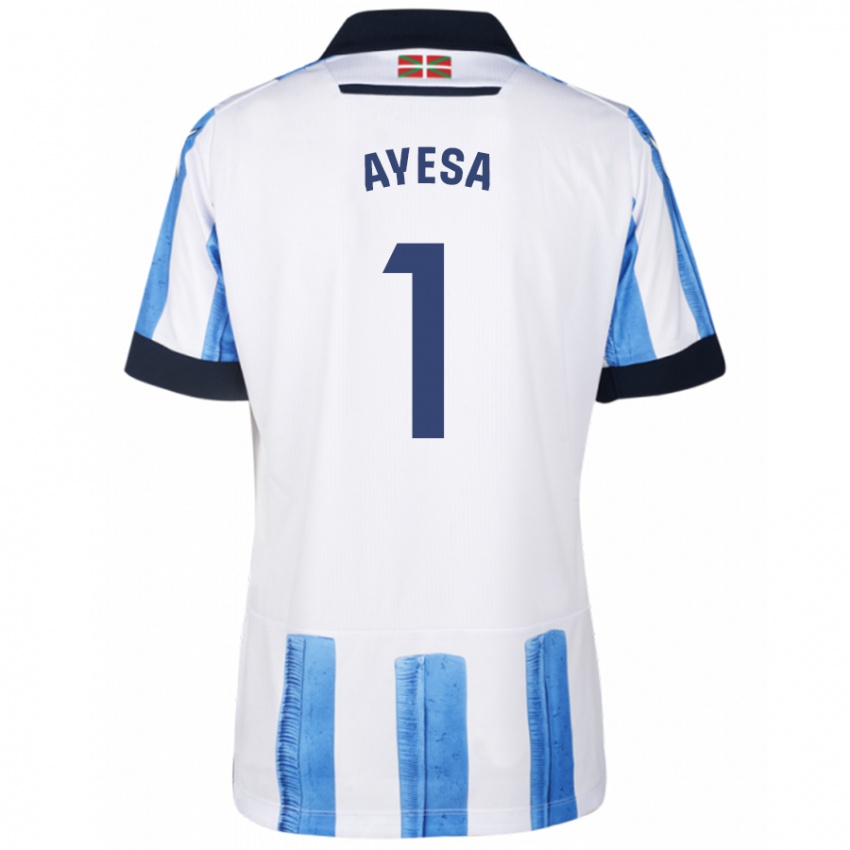 Kvinder Gaizka Ayesa #1 Blå Hvid Hjemmebane Spillertrøjer 2023/24 Trøje T-Shirt