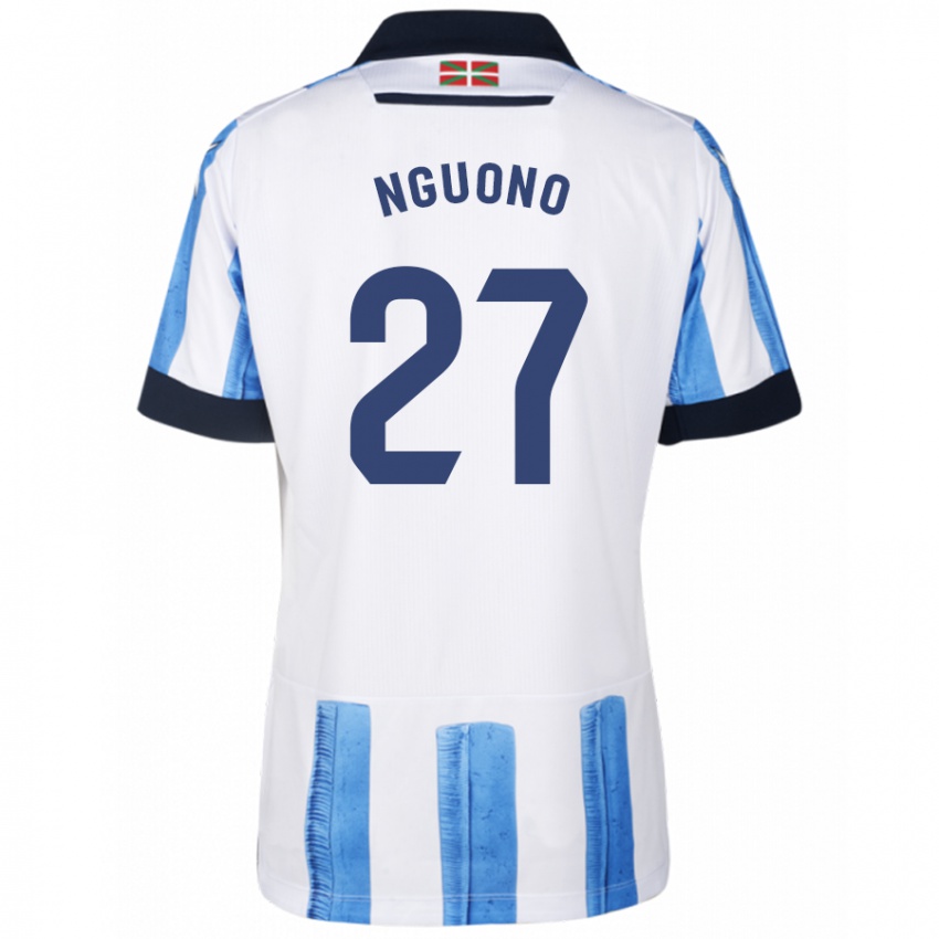 Kvinder Job Nguono #27 Blå Hvid Hjemmebane Spillertrøjer 2023/24 Trøje T-Shirt