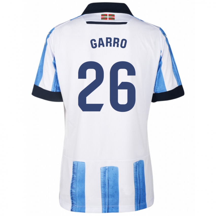 Kvinder Jon Garro #26 Blå Hvid Hjemmebane Spillertrøjer 2023/24 Trøje T-Shirt
