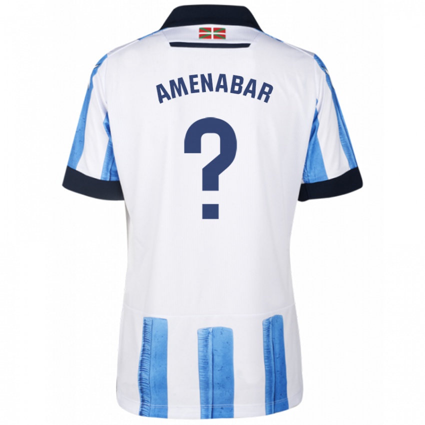 Kvinder Aritz Amenabar #0 Blå Hvid Hjemmebane Spillertrøjer 2023/24 Trøje T-Shirt