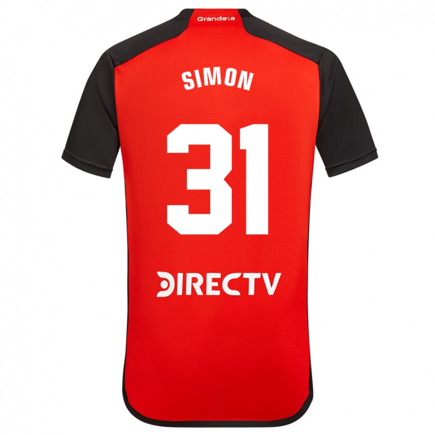 Kvinder Santiago Simon #31 Rød Udebane Spillertrøjer 2023/24 Trøje T-Shirt