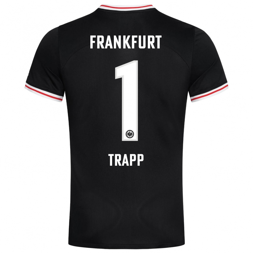 Kvinder Kevin Trapp #1 Sort Udebane Spillertrøjer 2023/24 Trøje T-Shirt