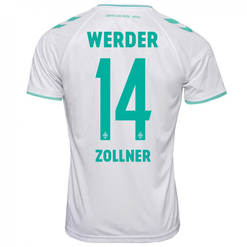 Kvinder Adrian Zollner #14 Hvid Udebane Spillertrøjer 2023/24 Trøje T-Shirt