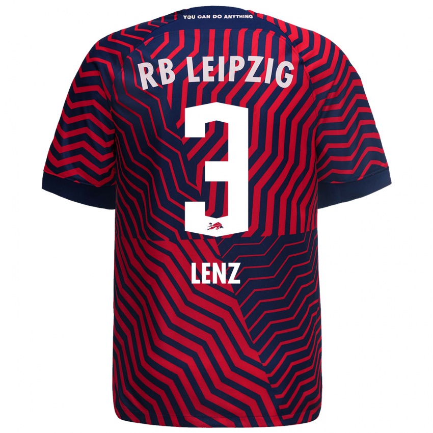 Kvinder Christopher Lenz #3 Blå Rød Udebane Spillertrøjer 2023/24 Trøje T-Shirt