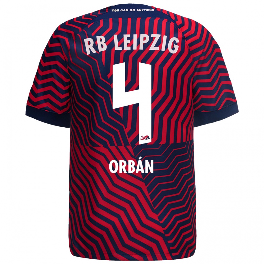 Kvinder Willi Orban #4 Blå Rød Udebane Spillertrøjer 2023/24 Trøje T-Shirt