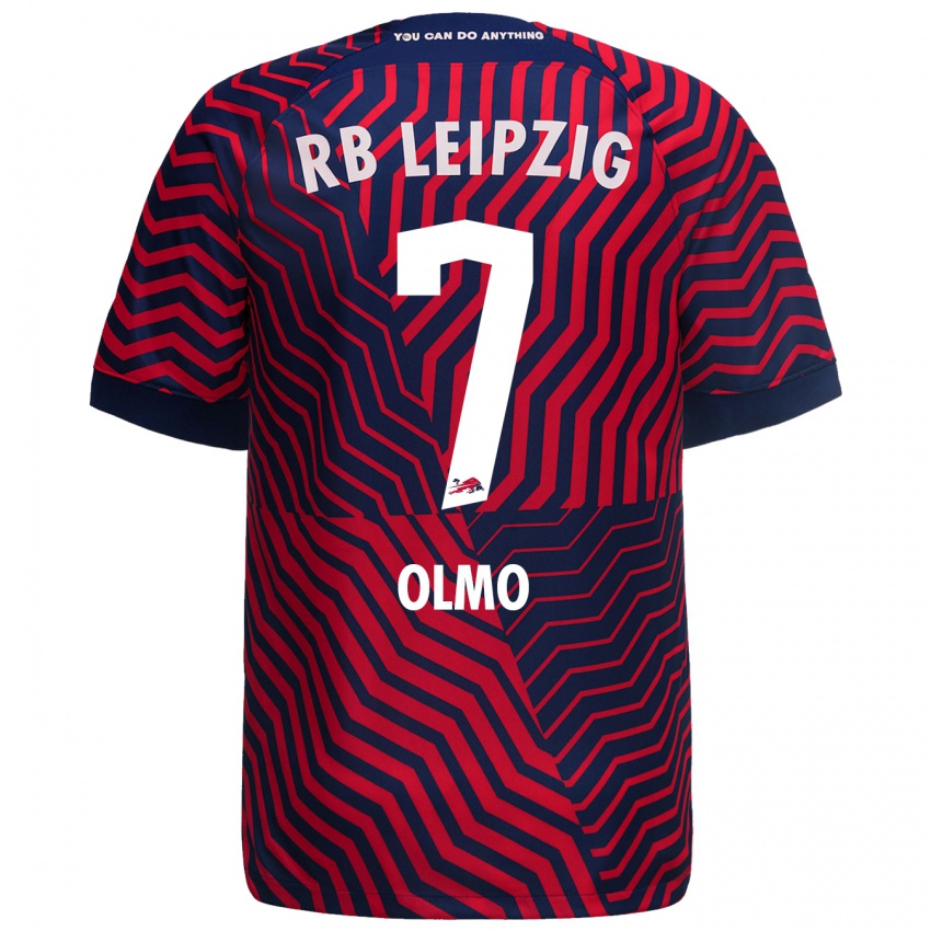 Kvinder Dani Olmo #7 Blå Rød Udebane Spillertrøjer 2023/24 Trøje T-Shirt