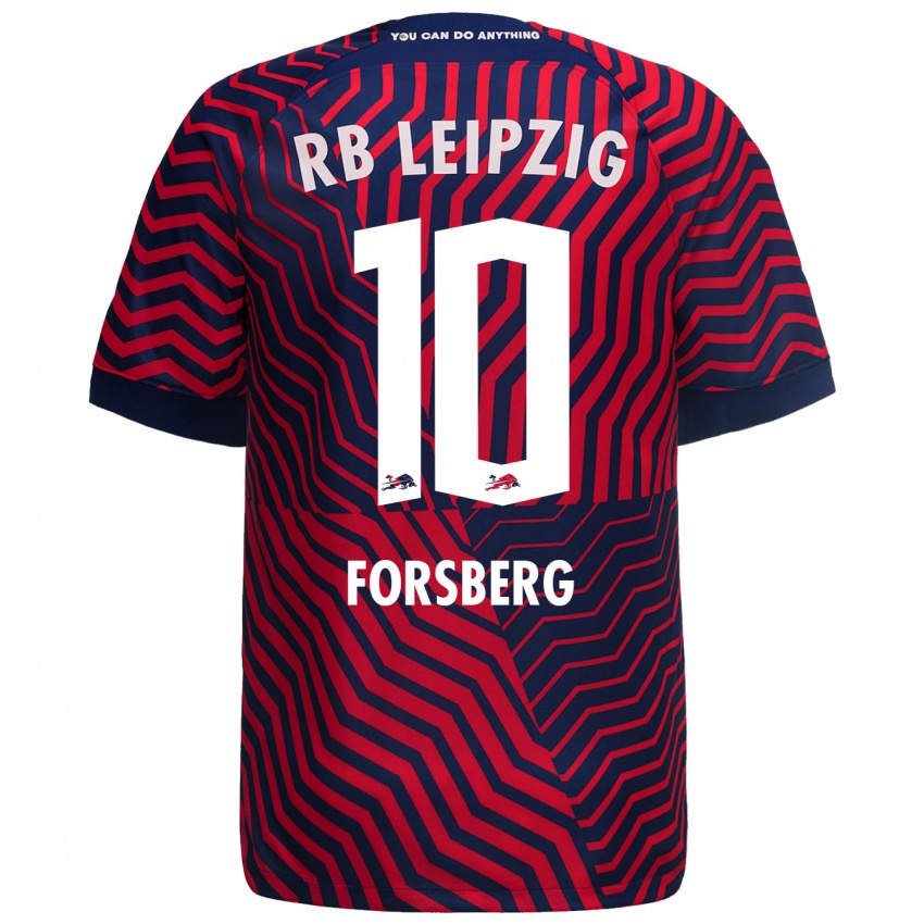 Kvinder Emil Forsberg #10 Blå Rød Udebane Spillertrøjer 2023/24 Trøje T-Shirt