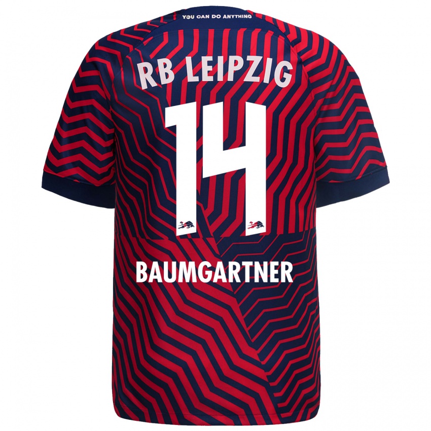 Kvinder Christoph Baumgartner #14 Blå Rød Udebane Spillertrøjer 2023/24 Trøje T-Shirt
