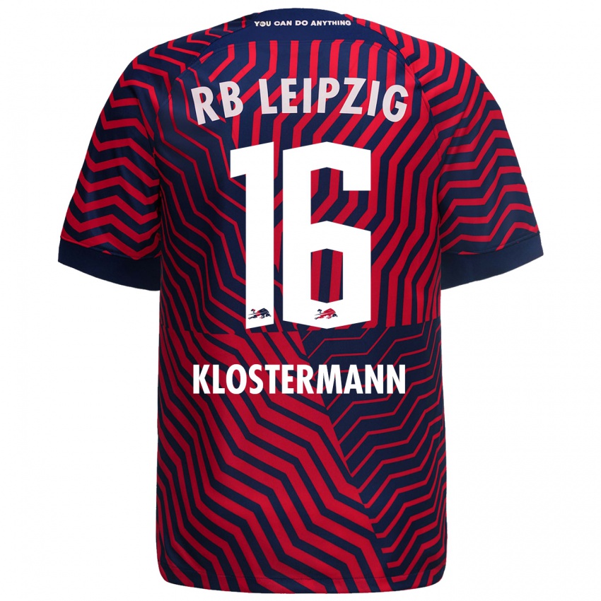 Kvinder Lukas Klostermann #16 Blå Rød Udebane Spillertrøjer 2023/24 Trøje T-Shirt