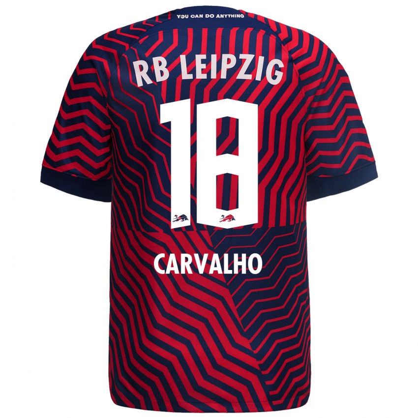 Kvinder Fabio Carvalho #18 Blå Rød Udebane Spillertrøjer 2023/24 Trøje T-Shirt