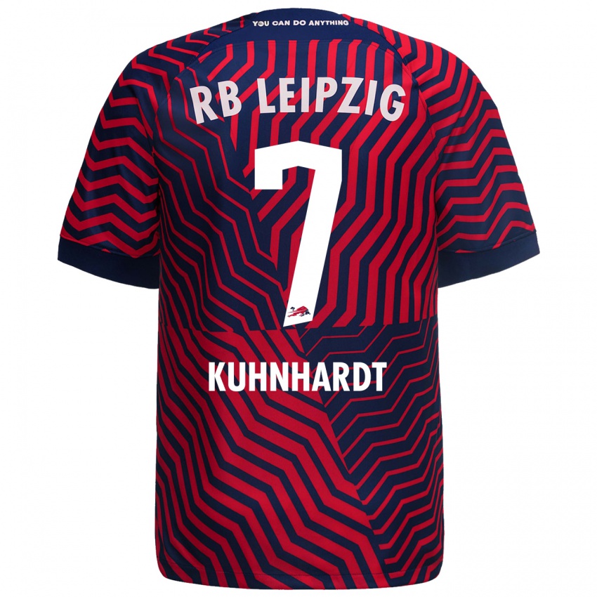 Kvinder Paul Kühnhardt #7 Blå Rød Udebane Spillertrøjer 2023/24 Trøje T-Shirt