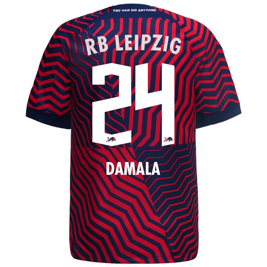 Kvinder Bilal Damala #24 Blå Rød Udebane Spillertrøjer 2023/24 Trøje T-Shirt