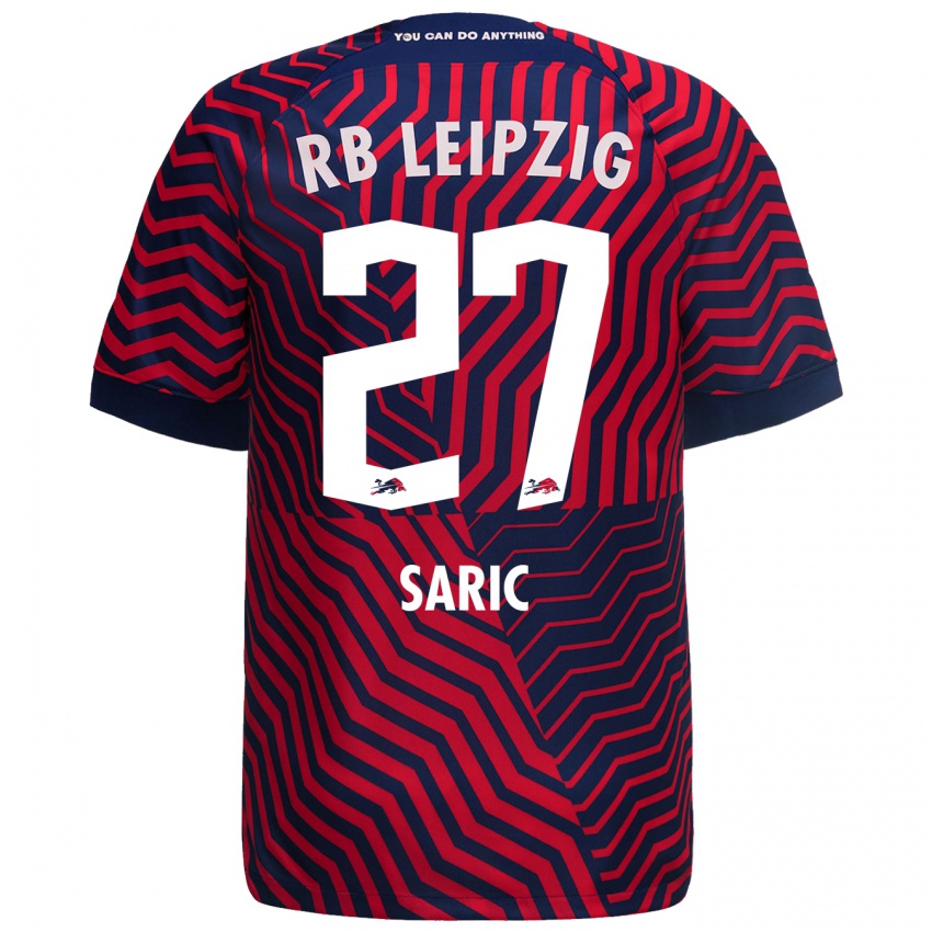 Kvinder Lucio Saric #27 Blå Rød Udebane Spillertrøjer 2023/24 Trøje T-Shirt