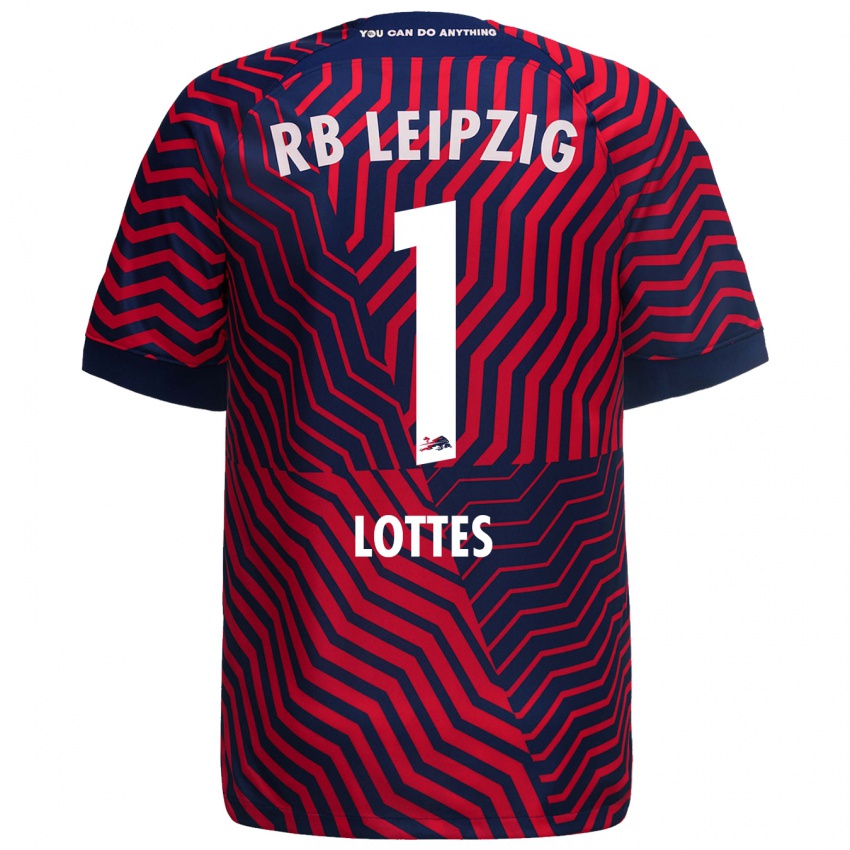 Kvinder Benjamin Lottes #1 Blå Rød Udebane Spillertrøjer 2023/24 Trøje T-Shirt