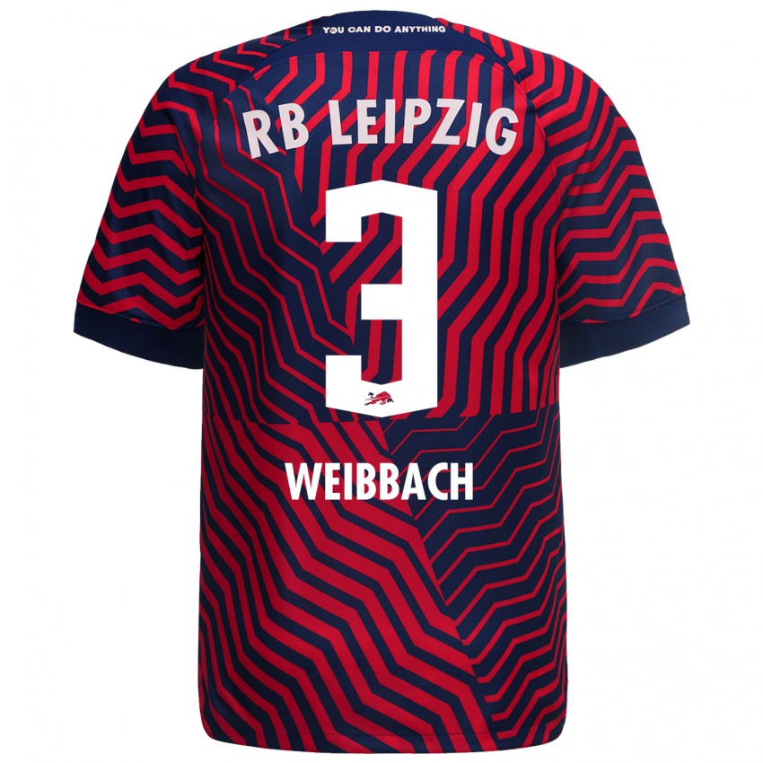 Kvinder Noah Weißbach #3 Blå Rød Udebane Spillertrøjer 2023/24 Trøje T-Shirt