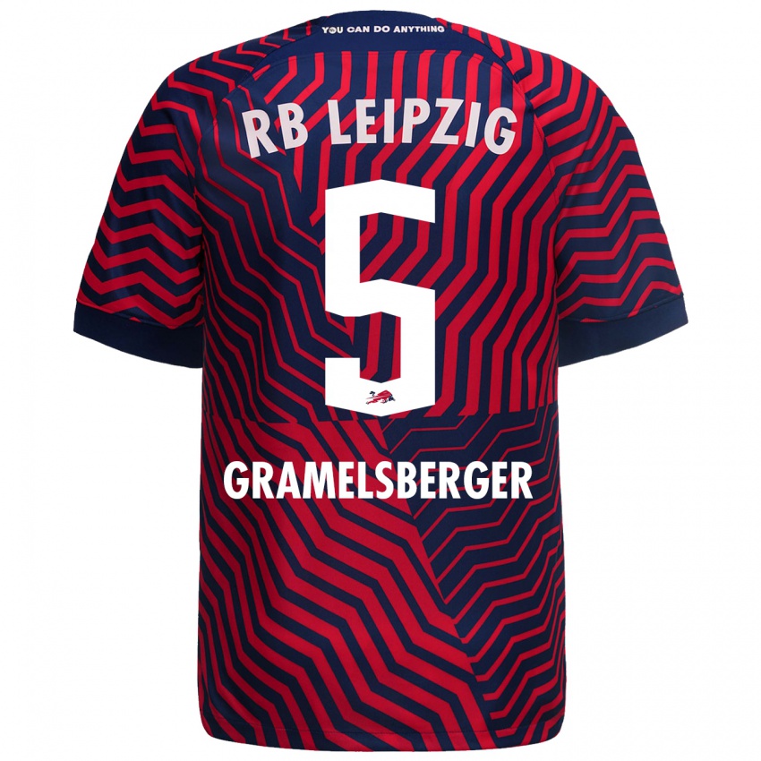 Kvinder Lennert Gramelsberger #5 Blå Rød Udebane Spillertrøjer 2023/24 Trøje T-Shirt