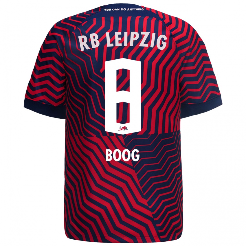 Kvinder Miguel Boog #8 Blå Rød Udebane Spillertrøjer 2023/24 Trøje T-Shirt