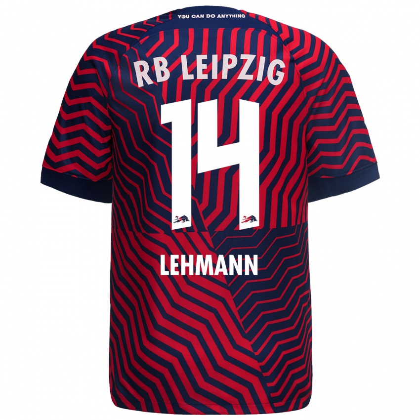 Kvinder Noah Lehmann #14 Blå Rød Udebane Spillertrøjer 2023/24 Trøje T-Shirt