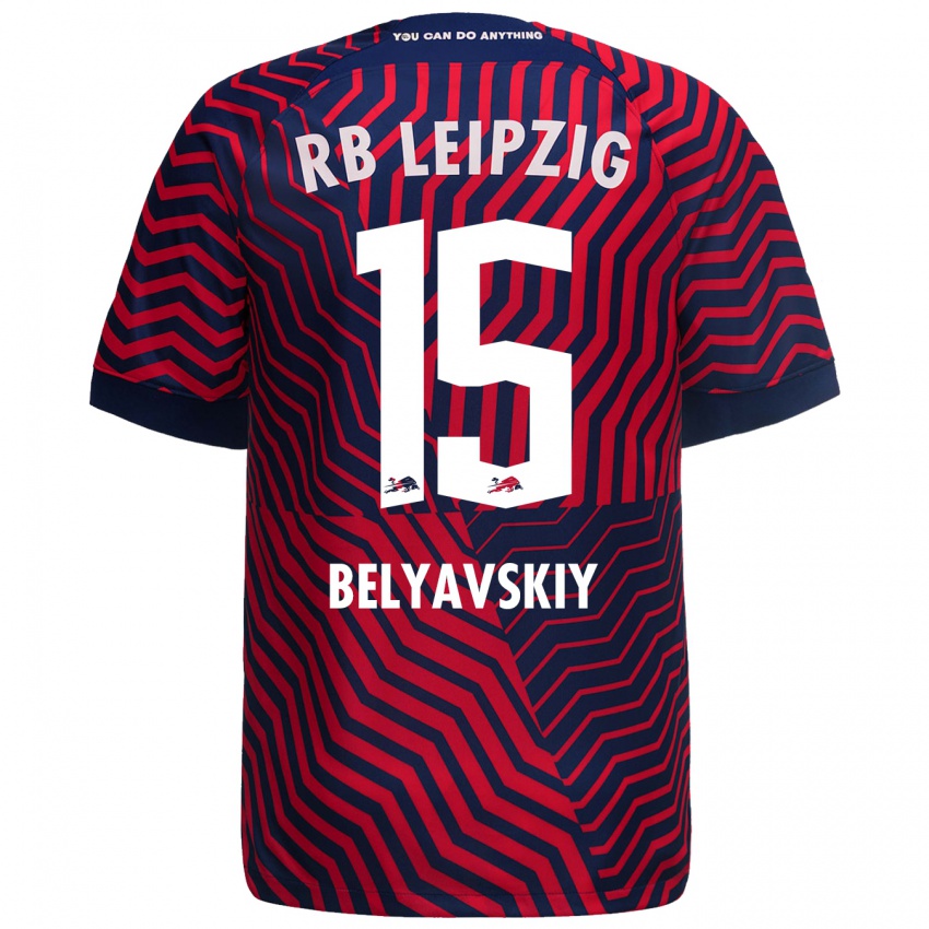 Kvinder David Belyavskiy #15 Blå Rød Udebane Spillertrøjer 2023/24 Trøje T-Shirt