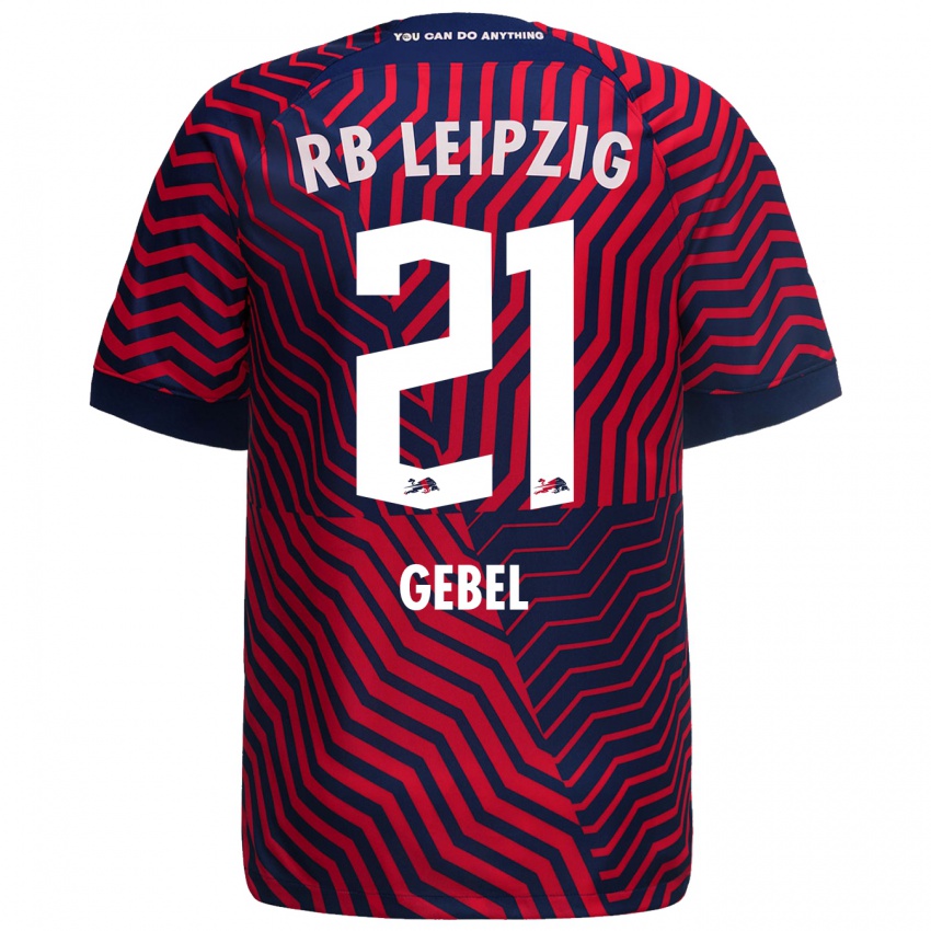 Kvinder Viggo Gebel #21 Blå Rød Udebane Spillertrøjer 2023/24 Trøje T-Shirt