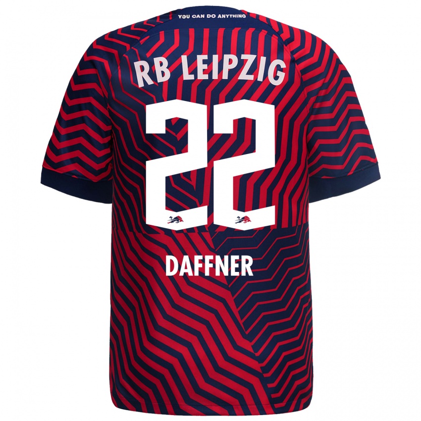 Kvinder Felix Daffner #22 Blå Rød Udebane Spillertrøjer 2023/24 Trøje T-Shirt