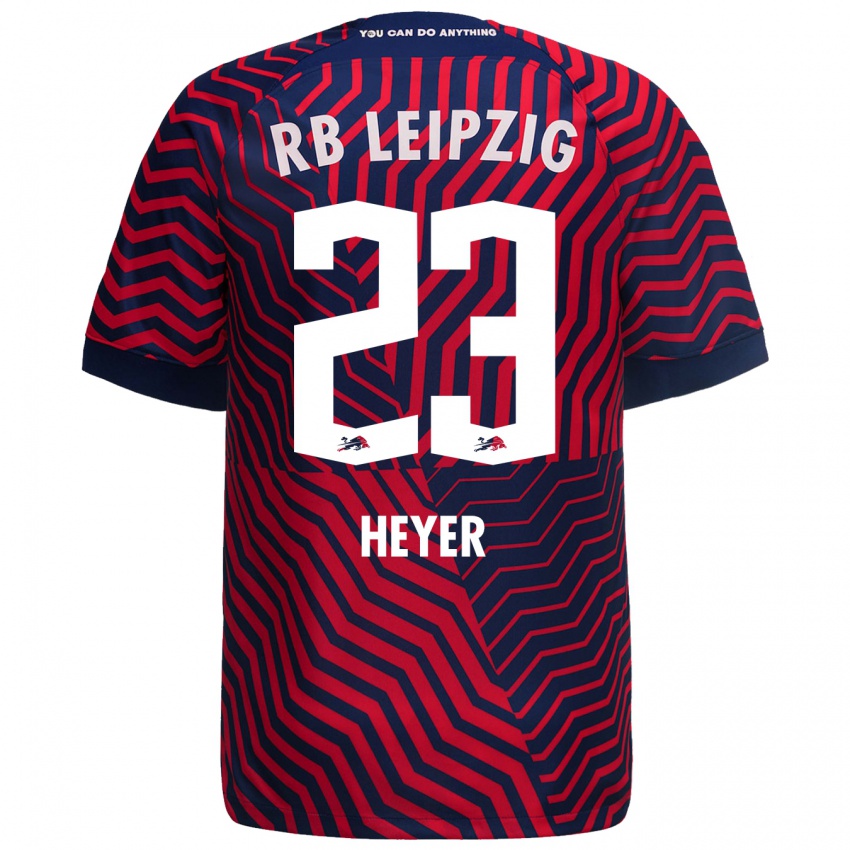 Kvinder Friedrich Heyer #23 Blå Rød Udebane Spillertrøjer 2023/24 Trøje T-Shirt