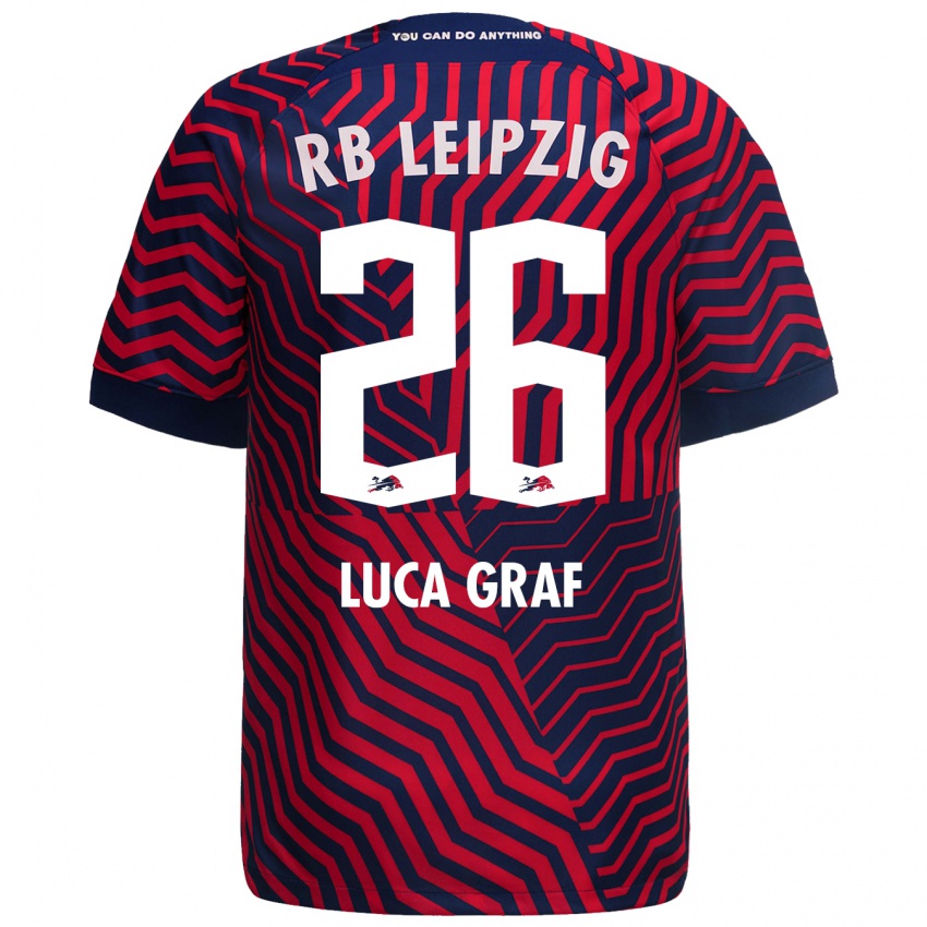 Kvinder Luca Marie Graf #26 Blå Rød Udebane Spillertrøjer 2023/24 Trøje T-Shirt