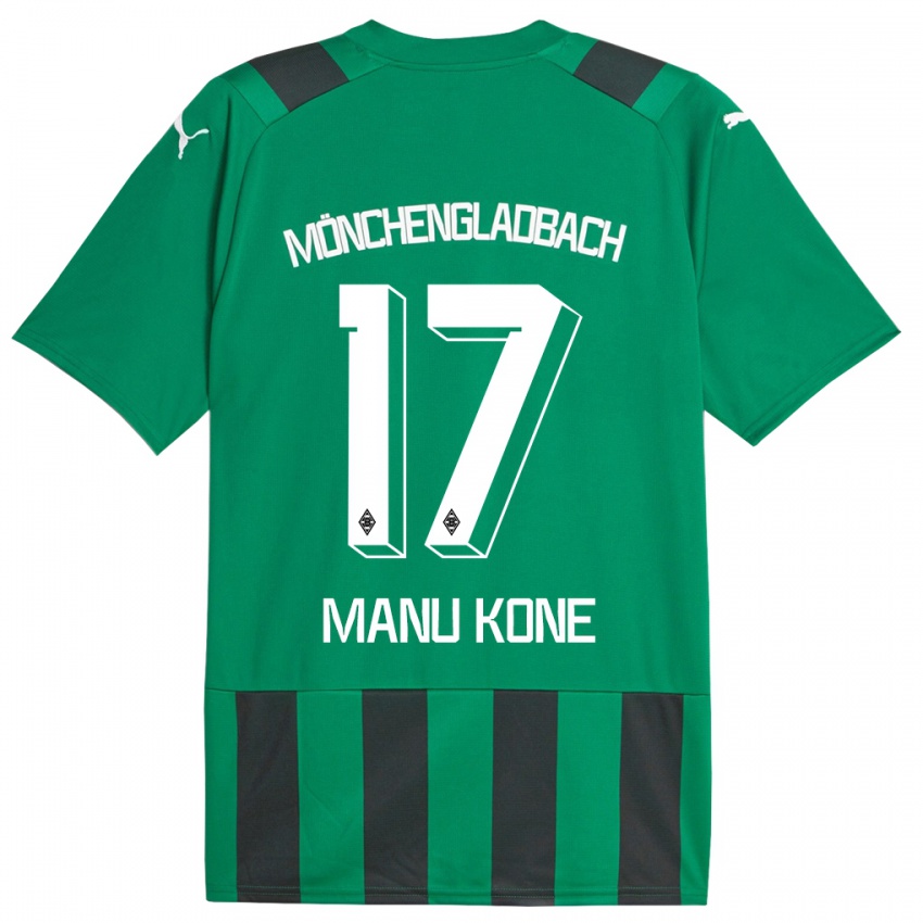 Kvinder Manu Kone #17 Sort Grøn Udebane Spillertrøjer 2023/24 Trøje T-Shirt