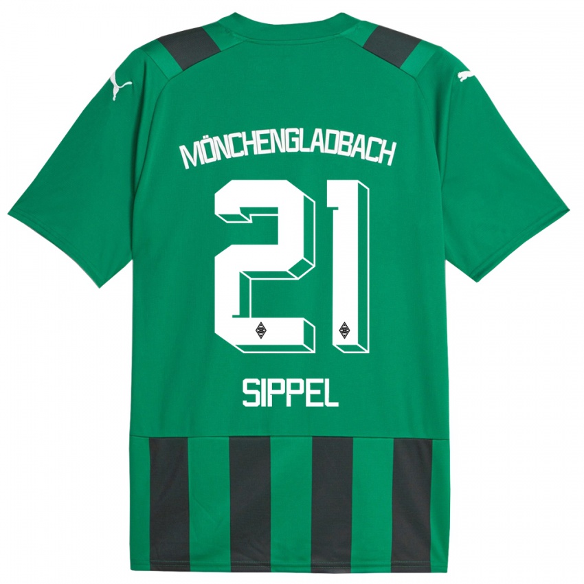 Kvinder Tobias Sippel #21 Sort Grøn Udebane Spillertrøjer 2023/24 Trøje T-Shirt