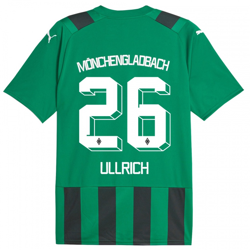 Kvinder Lukas Ullrich #26 Sort Grøn Udebane Spillertrøjer 2023/24 Trøje T-Shirt
