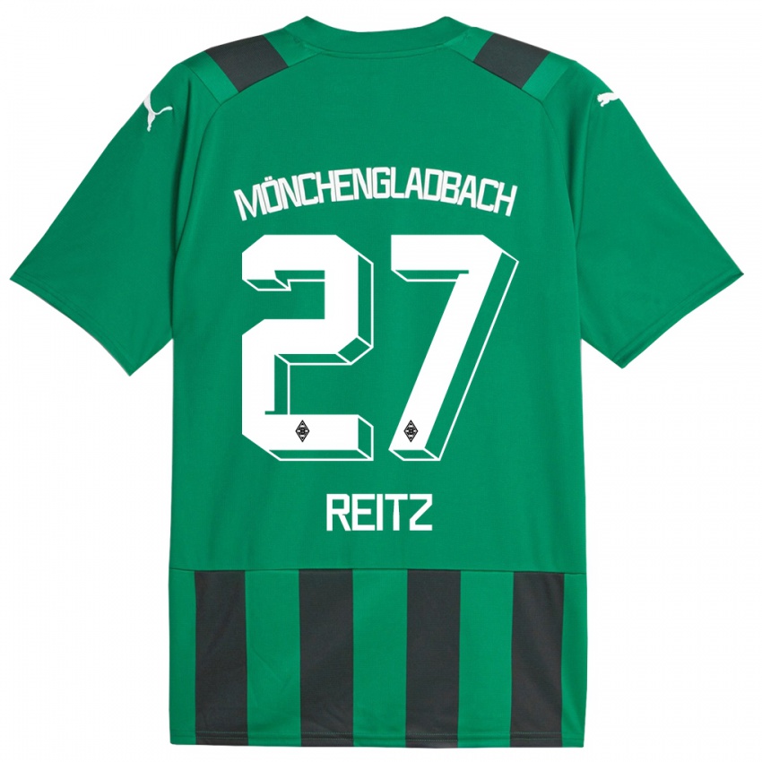 Kvinder Rocco Reitz #27 Sort Grøn Udebane Spillertrøjer 2023/24 Trøje T-Shirt