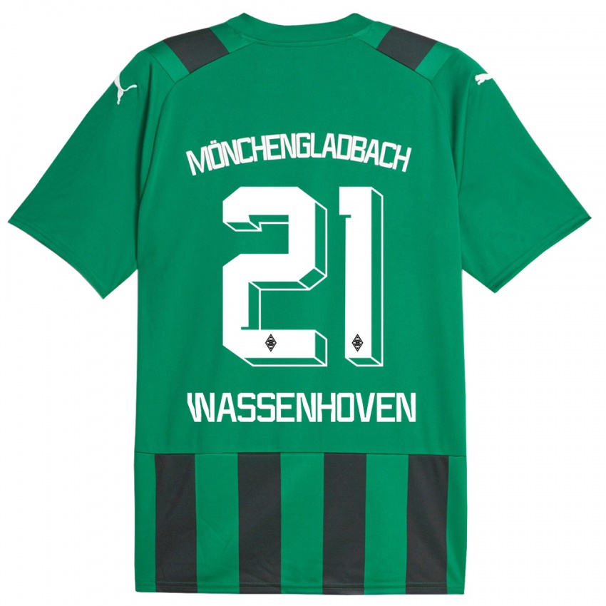 Kvinder Michelle Wassenhoven #21 Sort Grøn Udebane Spillertrøjer 2023/24 Trøje T-Shirt