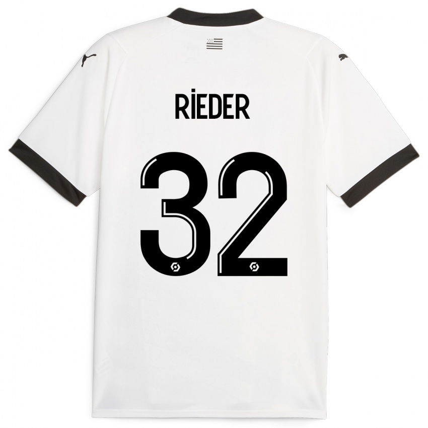 Kvinder Fabian Rieder #32 Hvid Udebane Spillertrøjer 2023/24 Trøje T-Shirt