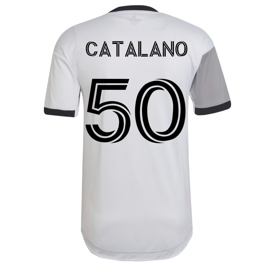 Kvinder Gianluca Catalano #50 Hvid Udebane Spillertrøjer 2023/24 Trøje T-Shirt