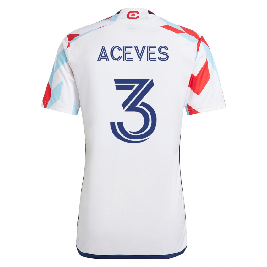 Kvinder Alonso Aceves #3 Hvid Blå Udebane Spillertrøjer 2023/24 Trøje T-Shirt