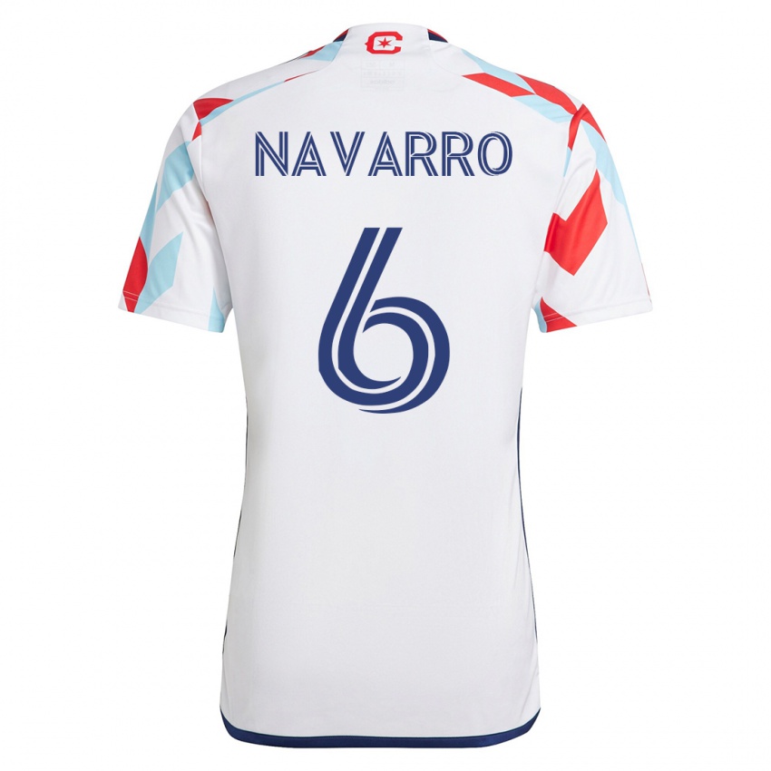 Kvinder Miguel Navarro #6 Hvid Blå Udebane Spillertrøjer 2023/24 Trøje T-Shirt