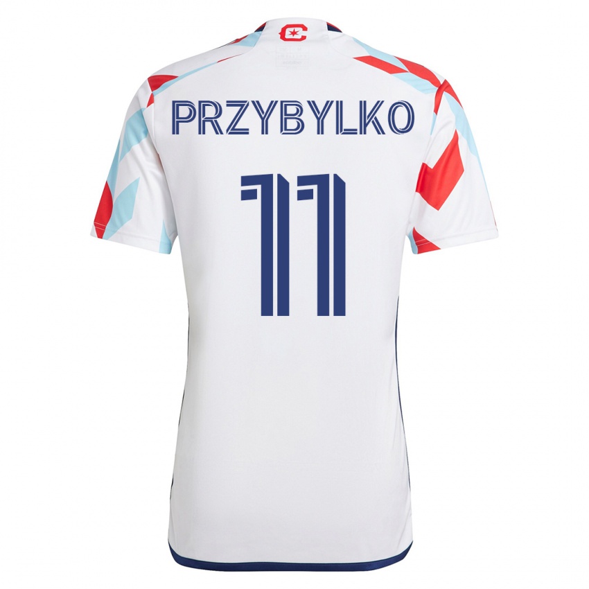 Kvinder Kacper Przybylko #11 Hvid Blå Udebane Spillertrøjer 2023/24 Trøje T-Shirt