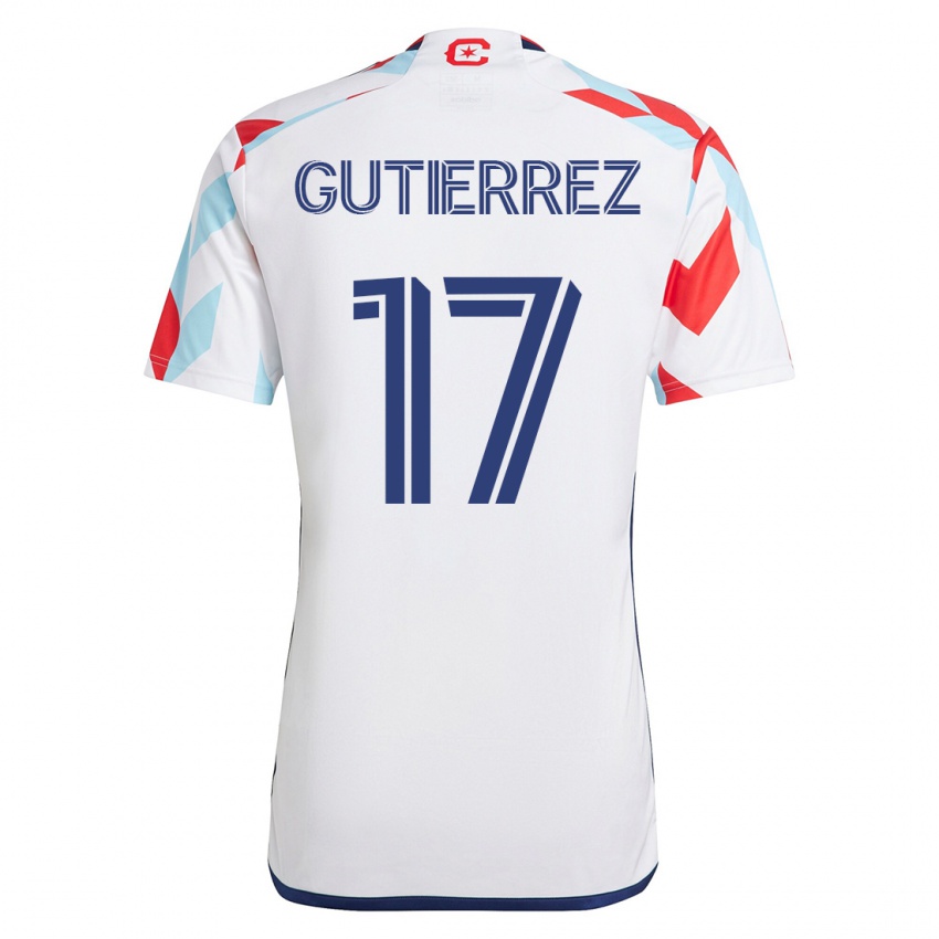 Kvinder Brian Gutiérrez #17 Hvid Blå Udebane Spillertrøjer 2023/24 Trøje T-Shirt