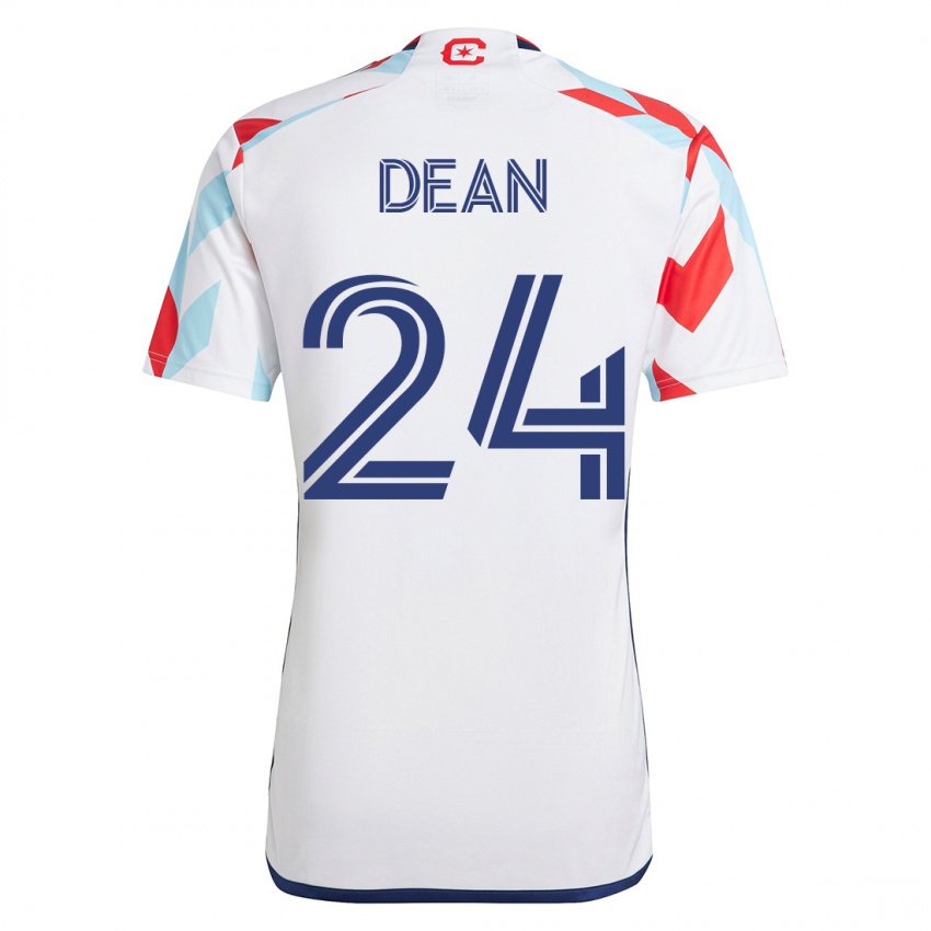 Kvinder Jonathan Dean #24 Hvid Blå Udebane Spillertrøjer 2023/24 Trøje T-Shirt