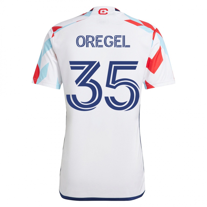 Kvinder Sergio Oregel #35 Hvid Blå Udebane Spillertrøjer 2023/24 Trøje T-Shirt