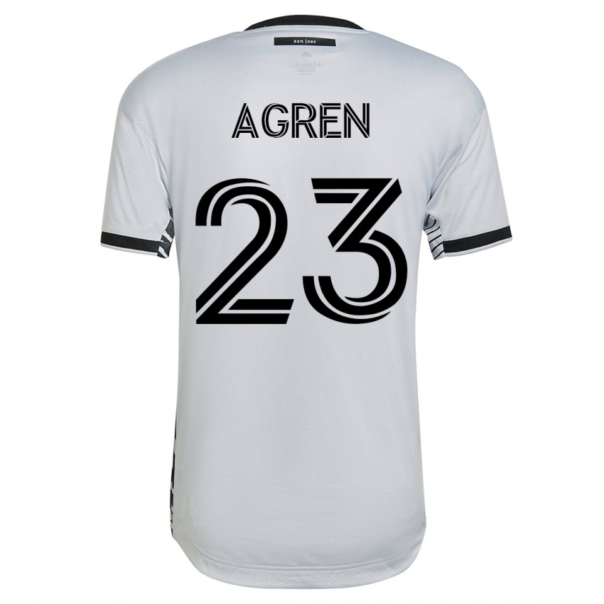 Kvinder Oskar Agren #23 Hvid Udebane Spillertrøjer 2023/24 Trøje T-Shirt