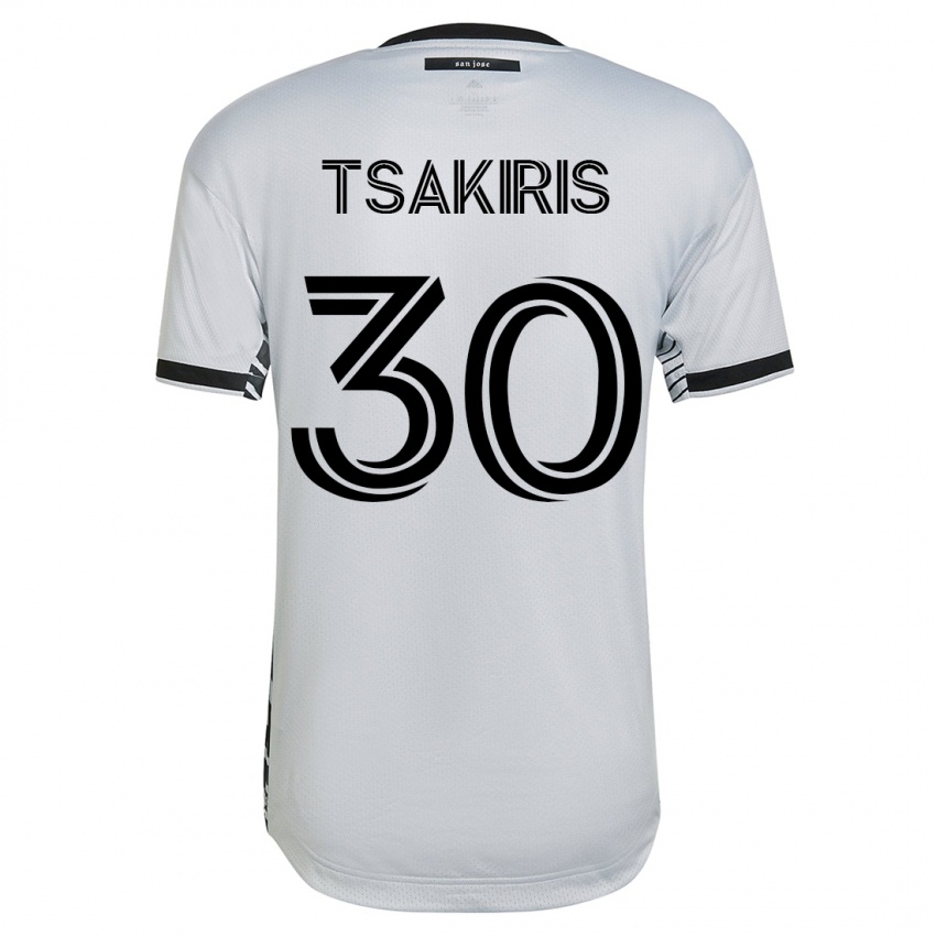 Kvinder Niko Tsakiris #30 Hvid Udebane Spillertrøjer 2023/24 Trøje T-Shirt