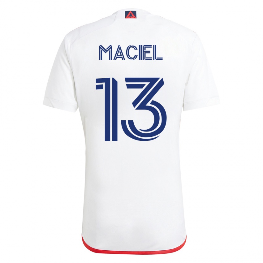 Kvinder Maciel #13 Hvid Rød Udebane Spillertrøjer 2023/24 Trøje T-Shirt