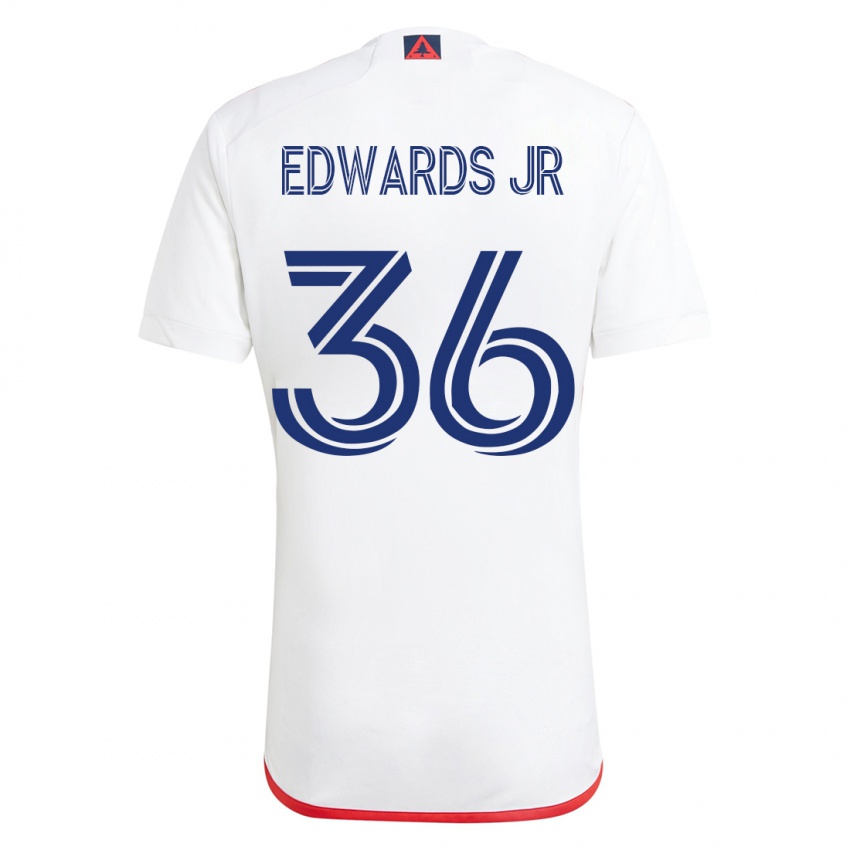 Kvinder Earl Edwards Jr. #36 Hvid Rød Udebane Spillertrøjer 2023/24 Trøje T-Shirt